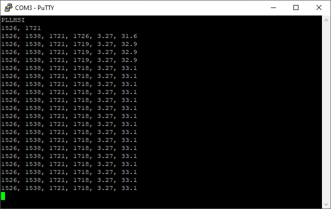 Raw ADC conversion readings